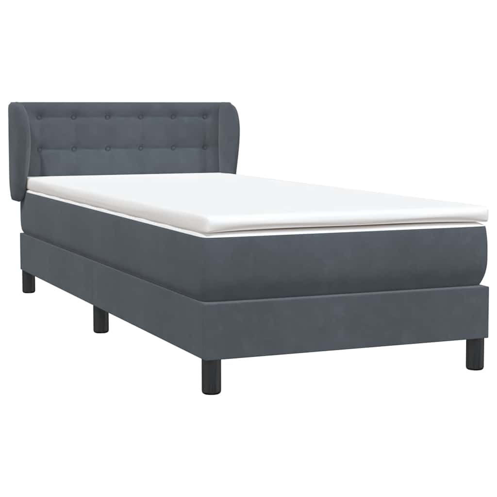 Boxspringbett mit Matratze Dunkelgrau 90x220 cm Samt