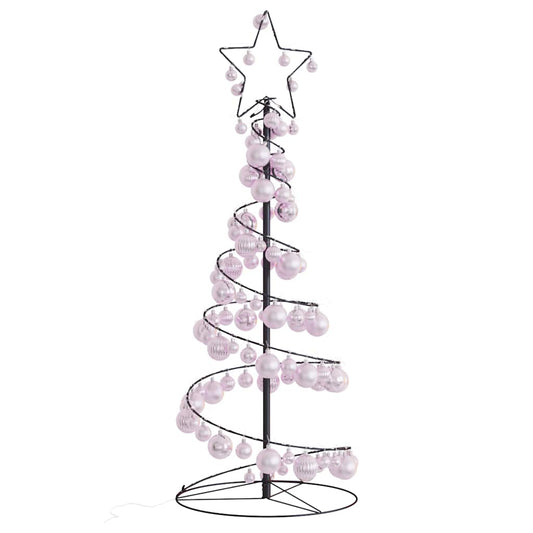 vidaXL Weihnachtsbaum Kegelform mit Kugeln 80 LEDs Warmweiß 120 cm