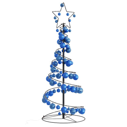 vidaXL Weihnachtsbaum Kegelform mit Kugeln 80 LEDs Warmweiß 120 cm