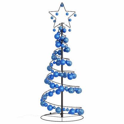 vidaXL Weihnachtsbaum Kegelform mit Kugeln 80 LEDs Warmweiß 120 cm