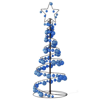 vidaXL Weihnachtsbaum Kegelform mit Kugeln 80 LEDs Warmweiß 120 cm