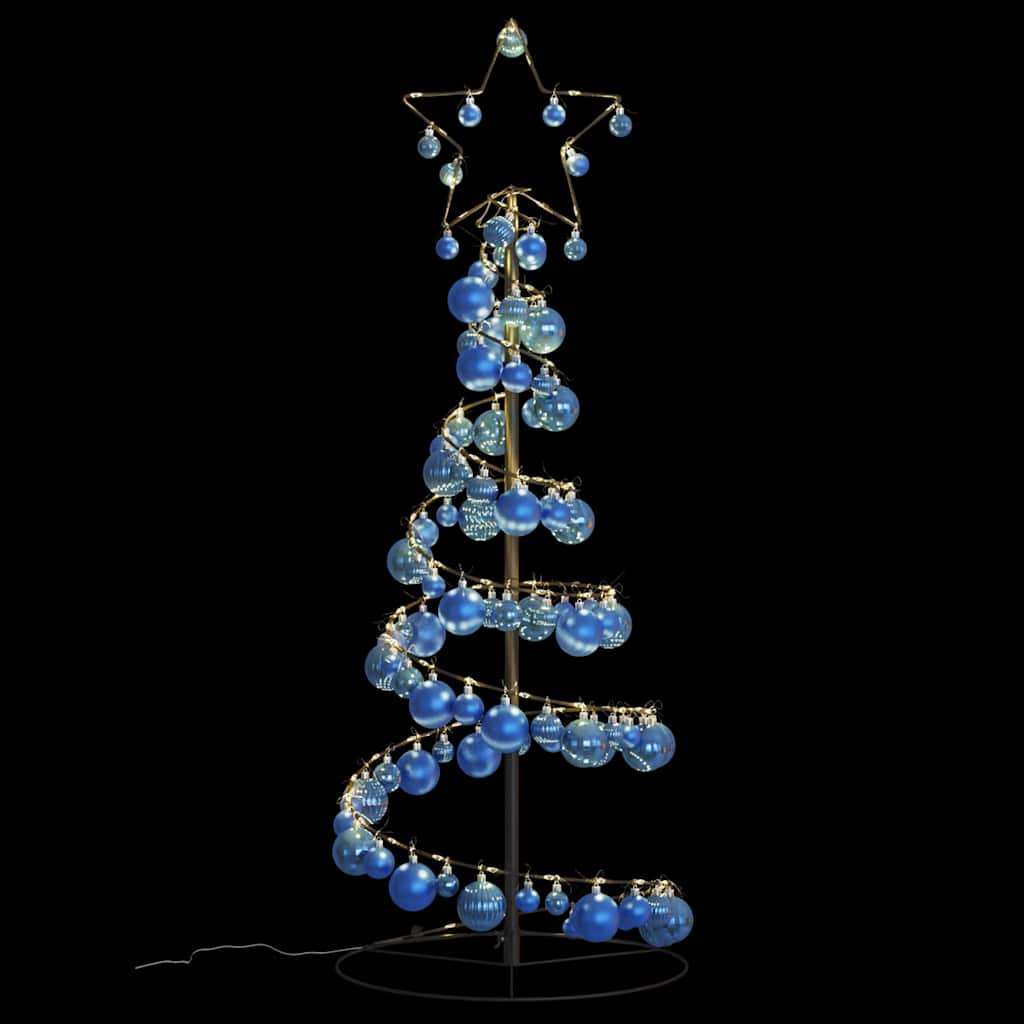 vidaXL Weihnachtsbaum Kegelform mit Kugeln 80 LEDs Warmweiß 120 cm