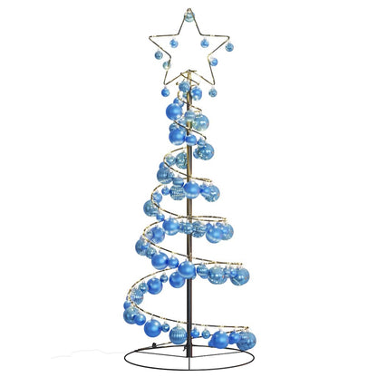 vidaXL Weihnachtsbaum Kegelform mit Kugeln 80 LEDs Warmweiß 120 cm