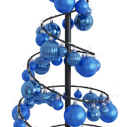 vidaXL Weihnachtsbaum Kegelform mit Kugeln 80 LEDs Warmweiß 120 cm