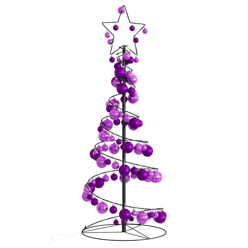 vidaXL Weihnachtsbaum Kegelform mit Kugeln 80 LEDs Warmweiß 120 cm