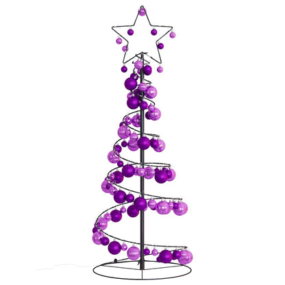 vidaXL Weihnachtsbaum Kegelform mit Kugeln 80 LEDs Warmweiß 120 cm