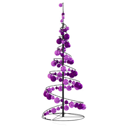 vidaXL Weihnachtsbaum Kegelform mit Kugeln 80 LEDs Warmweiß 120 cm