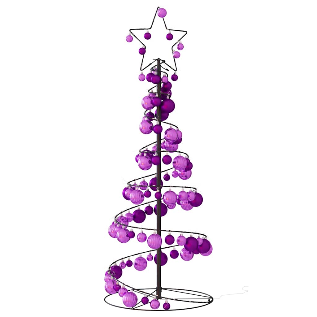 vidaXL Weihnachtsbaum Kegelform mit Kugeln 80 LEDs Warmweiß 120 cm