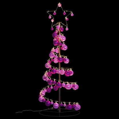 vidaXL Weihnachtsbaum Kegelform mit Kugeln 80 LEDs Warmweiß 120 cm