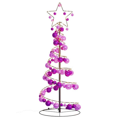 vidaXL Weihnachtsbaum Kegelform mit Kugeln 80 LEDs Warmweiß 120 cm