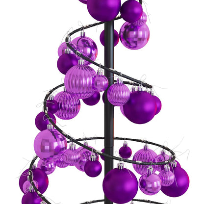 vidaXL Weihnachtsbaum Kegelform mit Kugeln 80 LEDs Warmweiß 120 cm