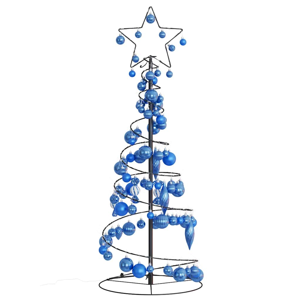 vidaXL Weihnachtsbaum Kegelform mit Kugeln 80 LEDs Warmweiß 120 cm