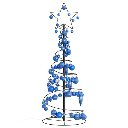 vidaXL Weihnachtsbaum Kegelform mit Kugeln 80 LEDs Warmweiß 120 cm