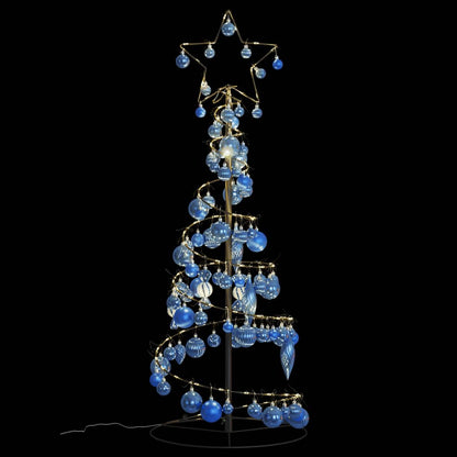 vidaXL Weihnachtsbaum Kegelform mit Kugeln 80 LEDs Warmweiß 120 cm