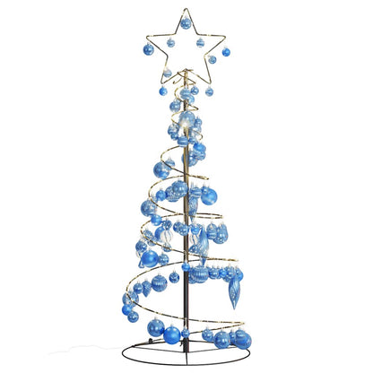 vidaXL Weihnachtsbaum Kegelform mit Kugeln 80 LEDs Warmweiß 120 cm