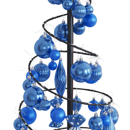 vidaXL Weihnachtsbaum Kegelform mit Kugeln 80 LEDs Warmweiß 120 cm