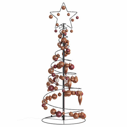 vidaXL Weihnachtsbaum Kegelform mit Kugeln 80 LEDs Warmweiß 120 cm