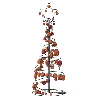 vidaXL Weihnachtsbaum Kegelform mit Kugeln 80 LEDs Warmweiß 120 cm