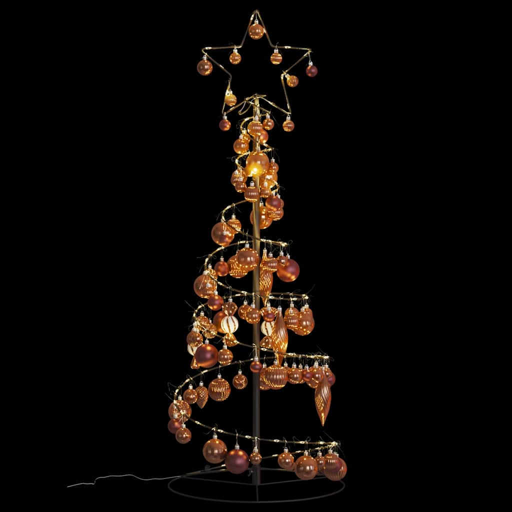 vidaXL Weihnachtsbaum Kegelform mit Kugeln 80 LEDs Warmweiß 120 cm