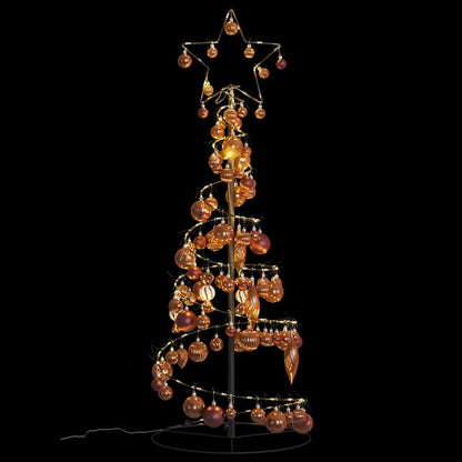 vidaXL Weihnachtsbaum Kegelform mit Kugeln 80 LEDs Warmweiß 120 cm