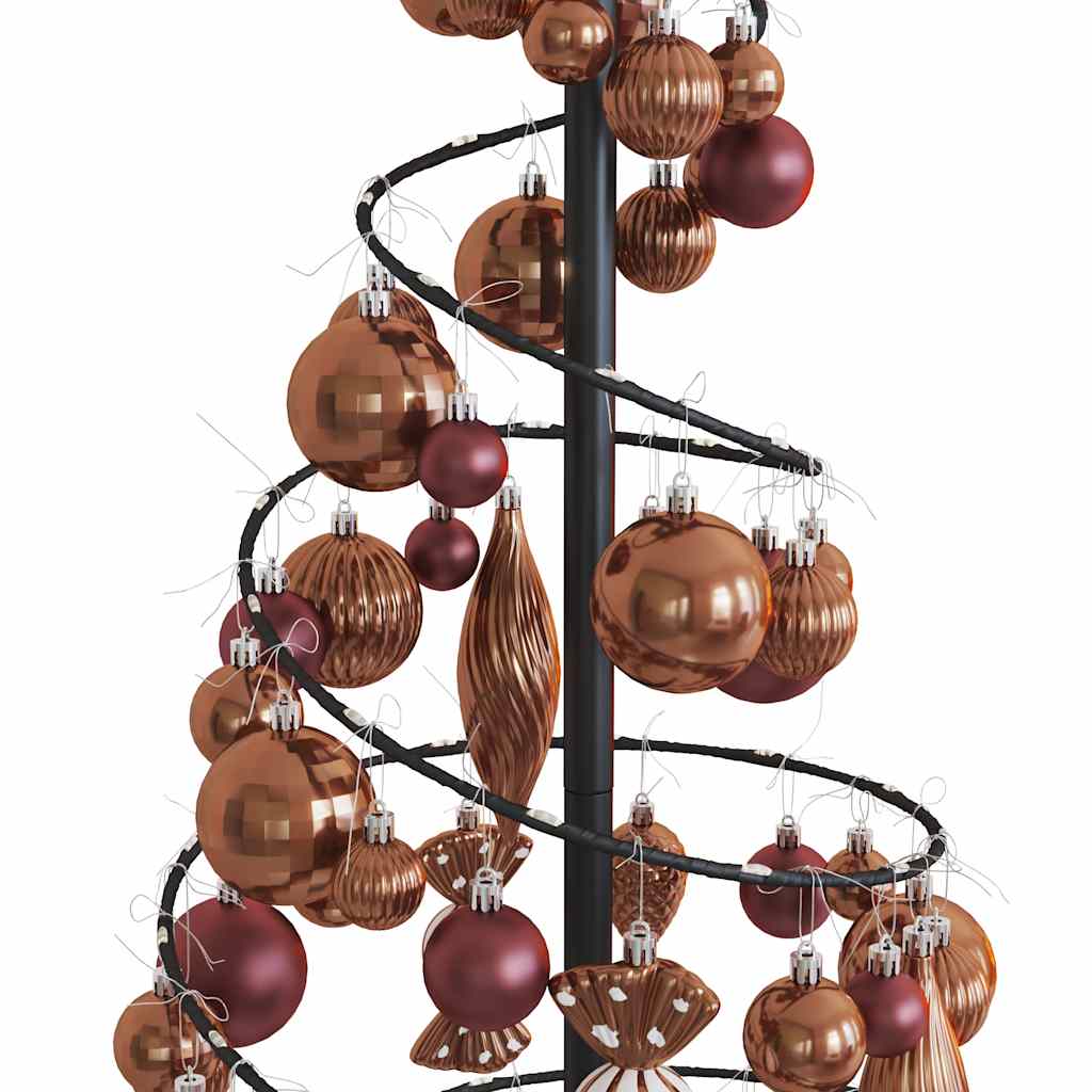 vidaXL Weihnachtsbaum Kegelform mit Kugeln 80 LEDs Warmweiß 120 cm