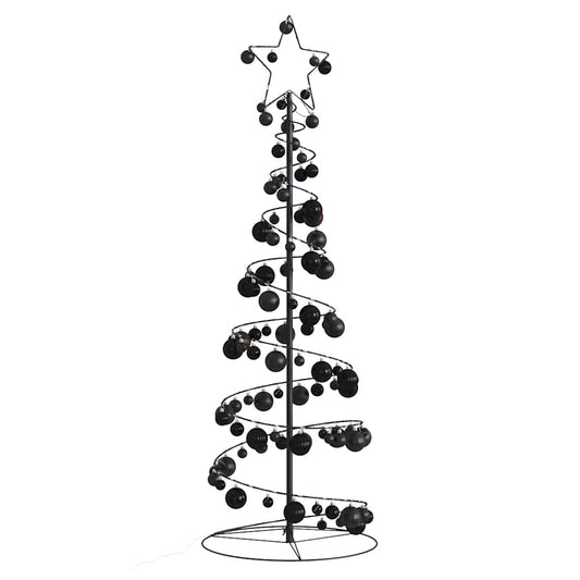 vidaXL Weihnachtsbaum Kegelform mit Kugeln 100 LEDs Warmweiß 150 cm