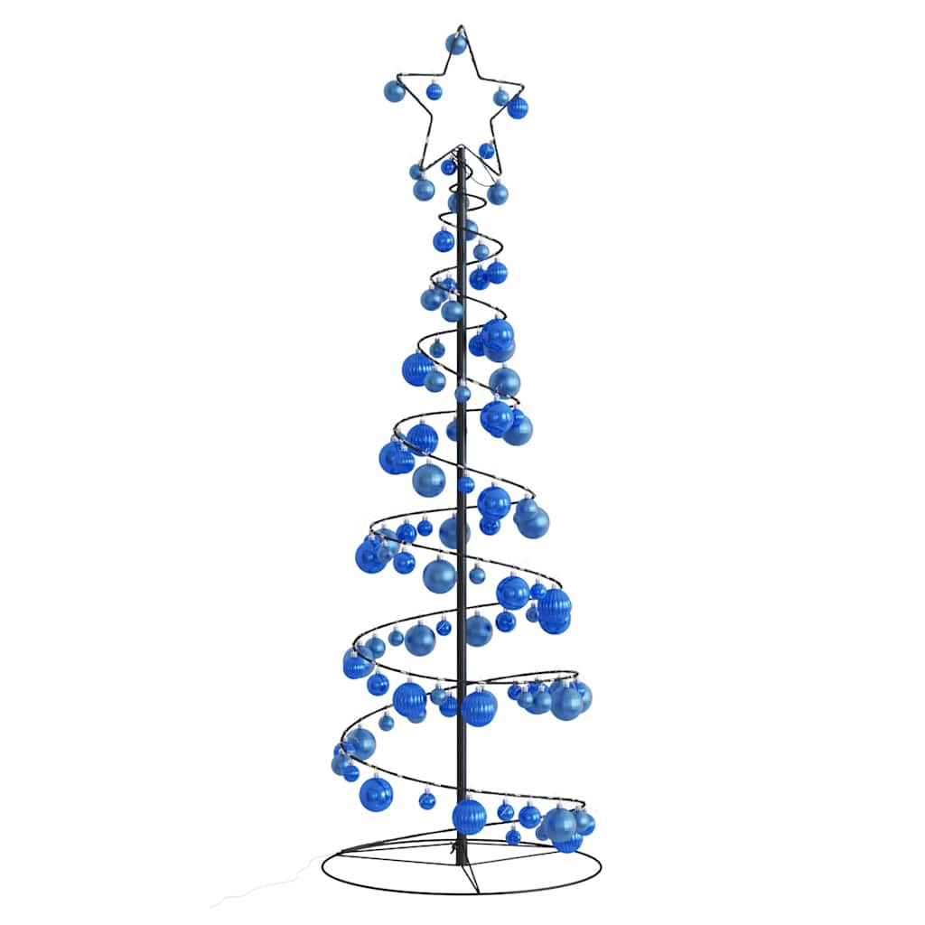 vidaXL Weihnachtsbaum Kegelform mit Kugeln 100 LEDs Warmweiß 150 cm