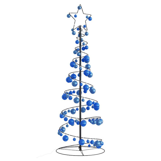 vidaXL Weihnachtsbaum Kegelform mit Kugeln 100 LEDs Warmweiß 150 cm