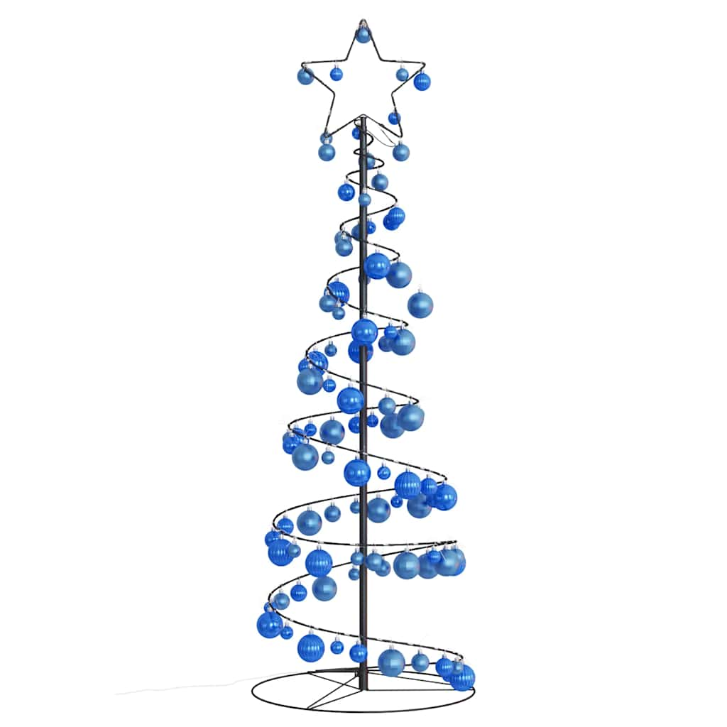 vidaXL Weihnachtsbaum Kegelform mit Kugeln 100 LEDs Warmweiß 150 cm