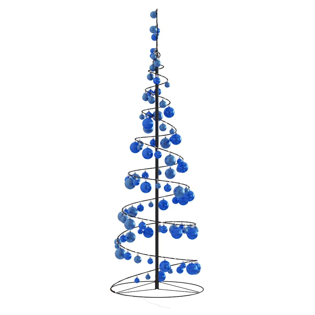 vidaXL Weihnachtsbaum Kegelform mit Kugeln 100 LEDs Warmweiß 150 cm