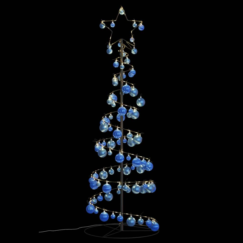 vidaXL Weihnachtsbaum Kegelform mit Kugeln 100 LEDs Warmweiß 150 cm