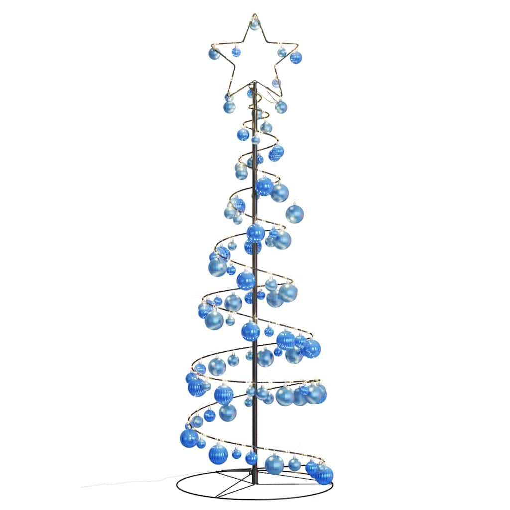 vidaXL Weihnachtsbaum Kegelform mit Kugeln 100 LEDs Warmweiß 150 cm