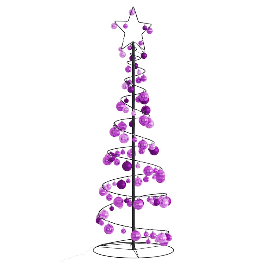 vidaXL Weihnachtsbaum Kegelform mit Kugeln 100 LEDs Warmweiß 150 cm