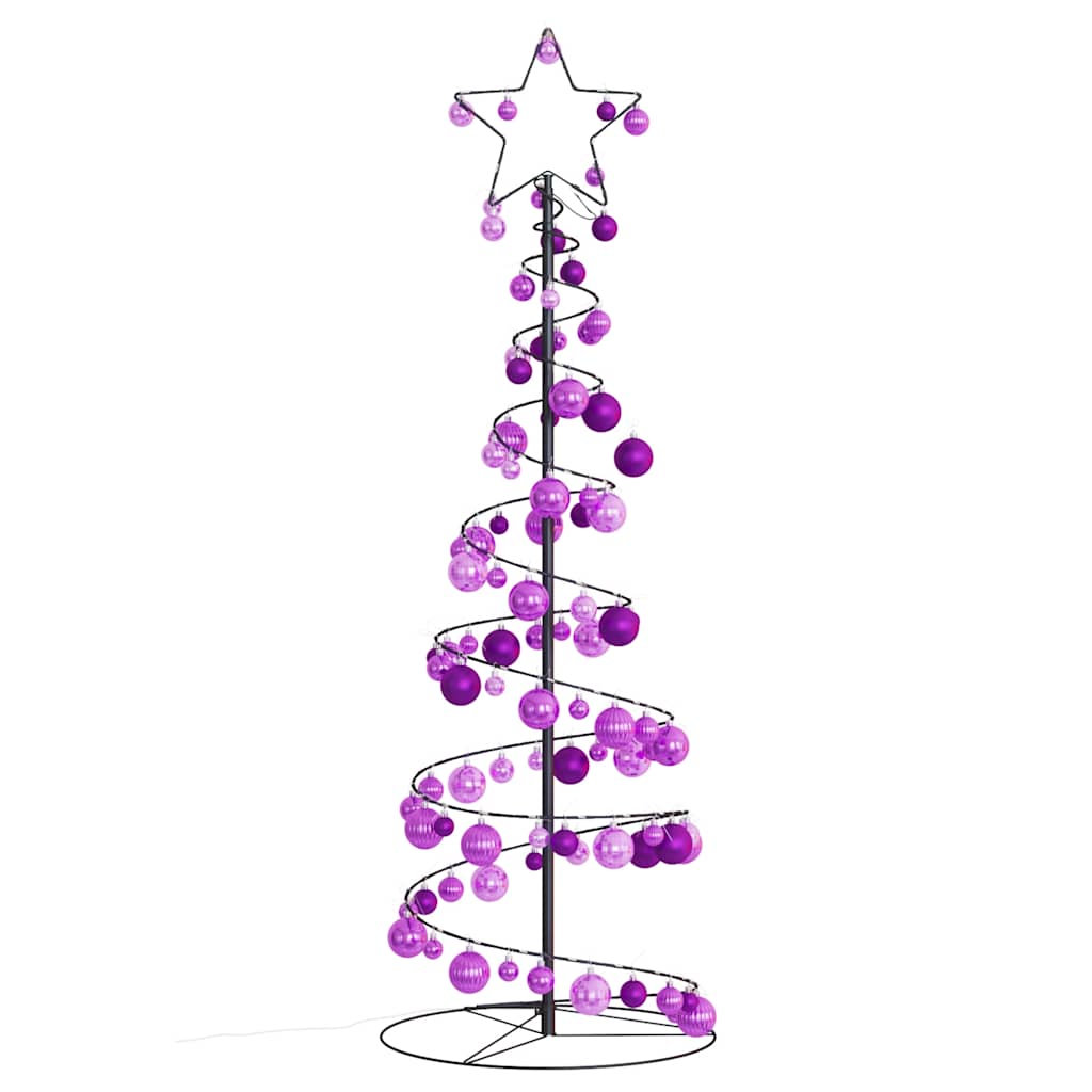 vidaXL Weihnachtsbaum Kegelform mit Kugeln 100 LEDs Warmweiß 150 cm