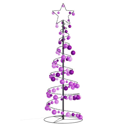 vidaXL Weihnachtsbaum Kegelform mit Kugeln 100 LEDs Warmweiß 150 cm