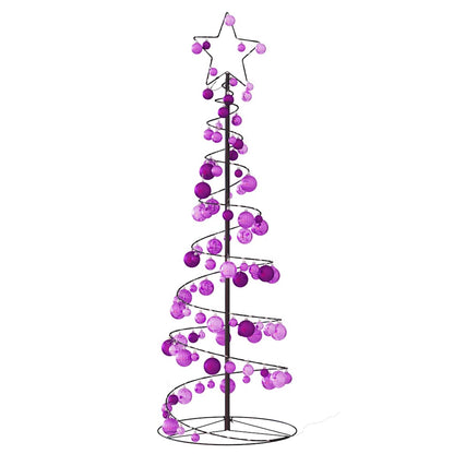 vidaXL Weihnachtsbaum Kegelform mit Kugeln 100 LEDs Warmweiß 150 cm