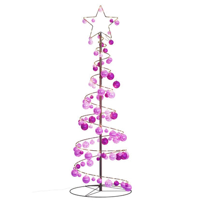 vidaXL Weihnachtsbaum Kegelform mit Kugeln 100 LEDs Warmweiß 150 cm