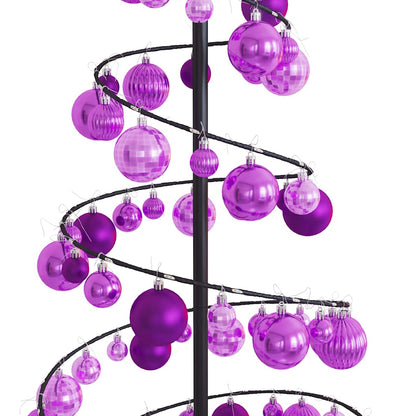 vidaXL Weihnachtsbaum Kegelform mit Kugeln 100 LEDs Warmweiß 150 cm