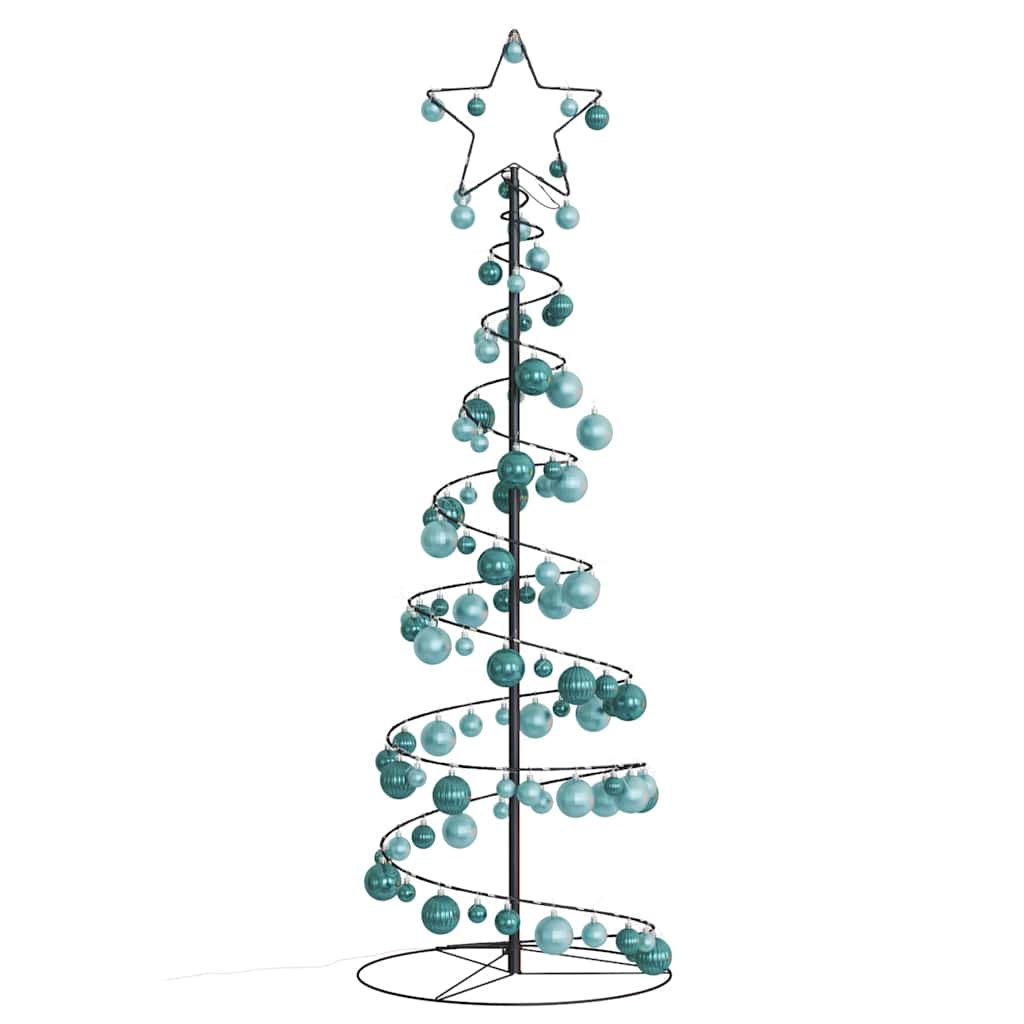 vidaXL Weihnachtsbaum Kegelform mit Kugeln 100 LEDs Warmweiß 150 cm