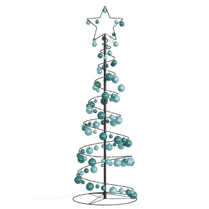 vidaXL Weihnachtsbaum Kegelform mit Kugeln 100 LEDs Warmweiß 150 cm