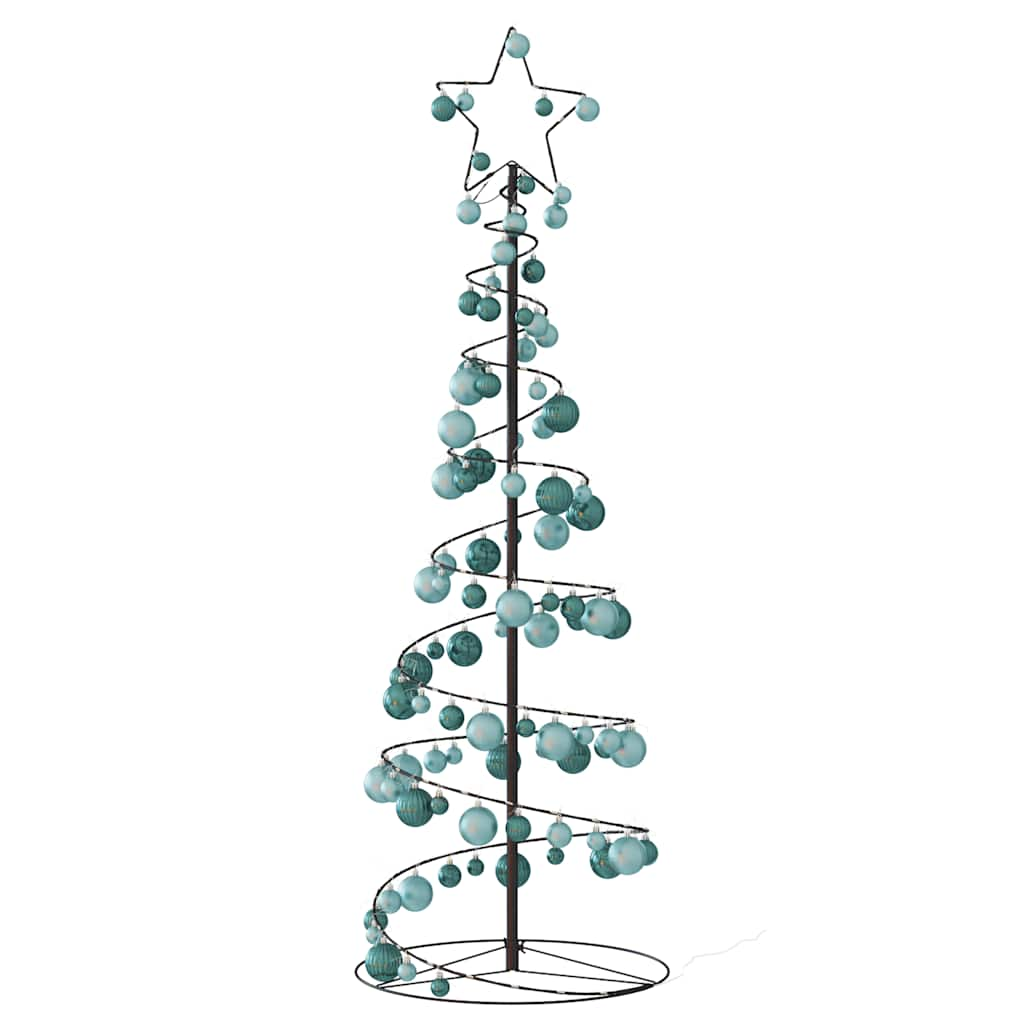 vidaXL Weihnachtsbaum Kegelform mit Kugeln 100 LEDs Warmweiß 150 cm