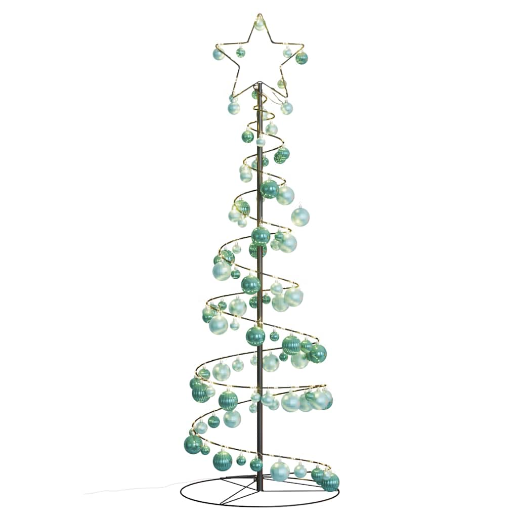 vidaXL Weihnachtsbaum Kegelform mit Kugeln 100 LEDs Warmweiß 150 cm