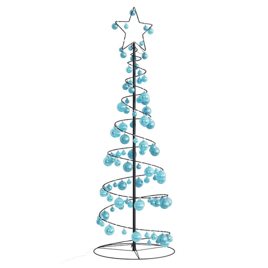 vidaXL Weihnachtsbaum Kegelform mit Kugeln 100 LEDs Warmweiß 150 cm