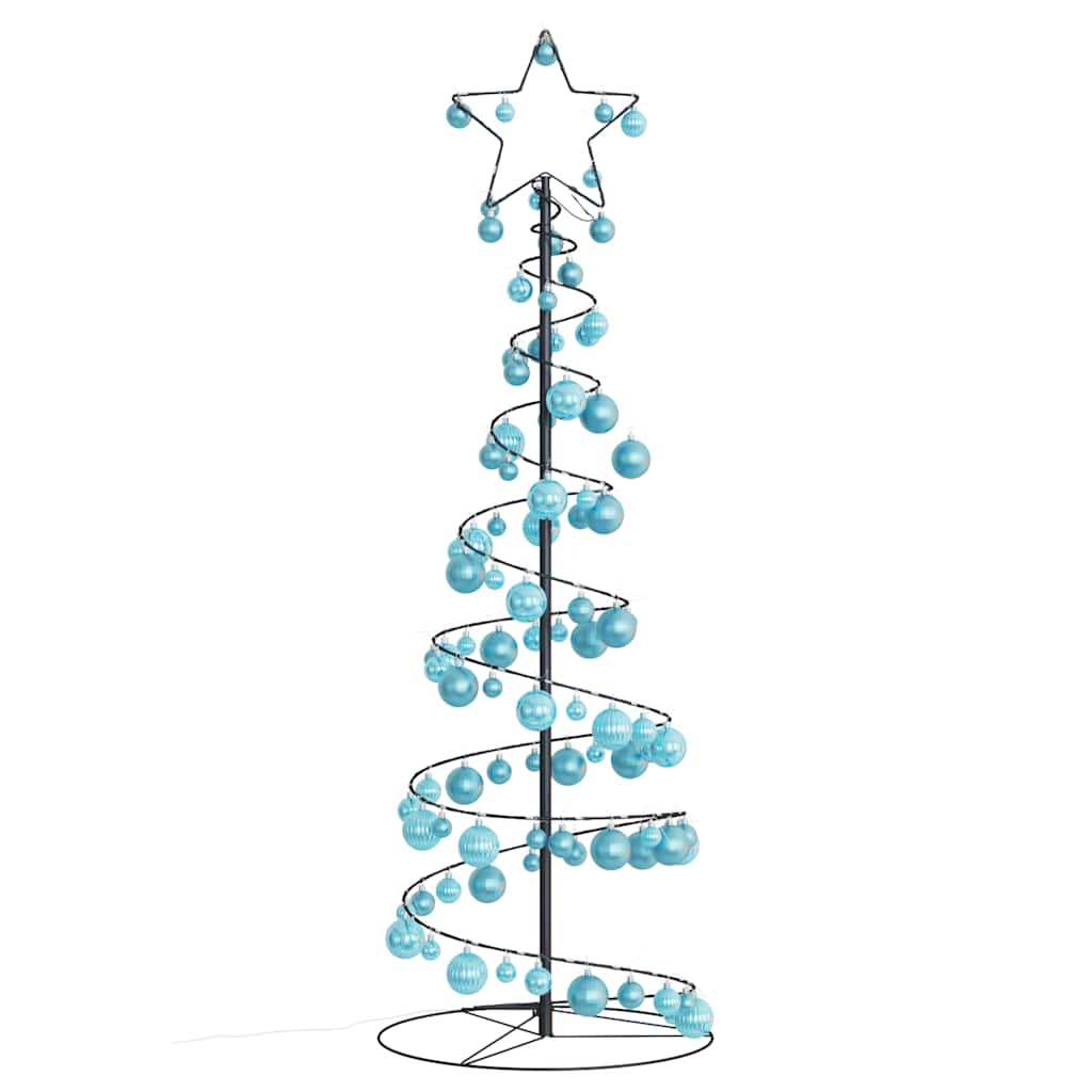 vidaXL Weihnachtsbaum Kegelform mit Kugeln 100 LEDs Warmweiß 150 cm