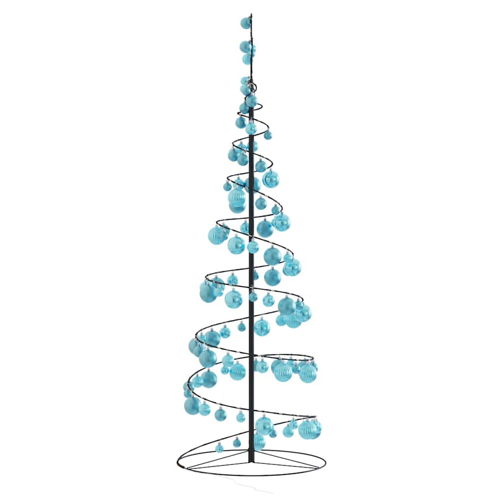 vidaXL Weihnachtsbaum Kegelform mit Kugeln 100 LEDs Warmweiß 150 cm