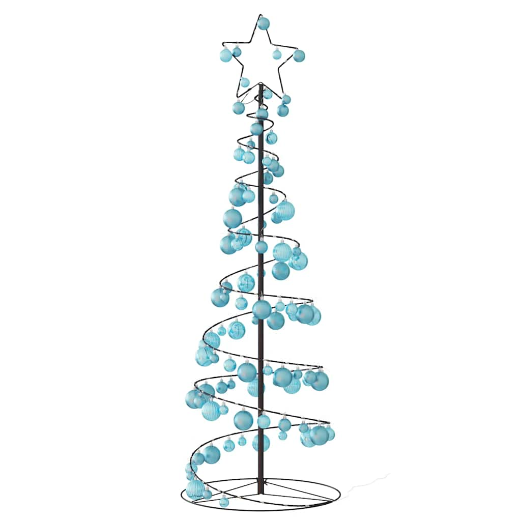 vidaXL Weihnachtsbaum Kegelform mit Kugeln 100 LEDs Warmweiß 150 cm