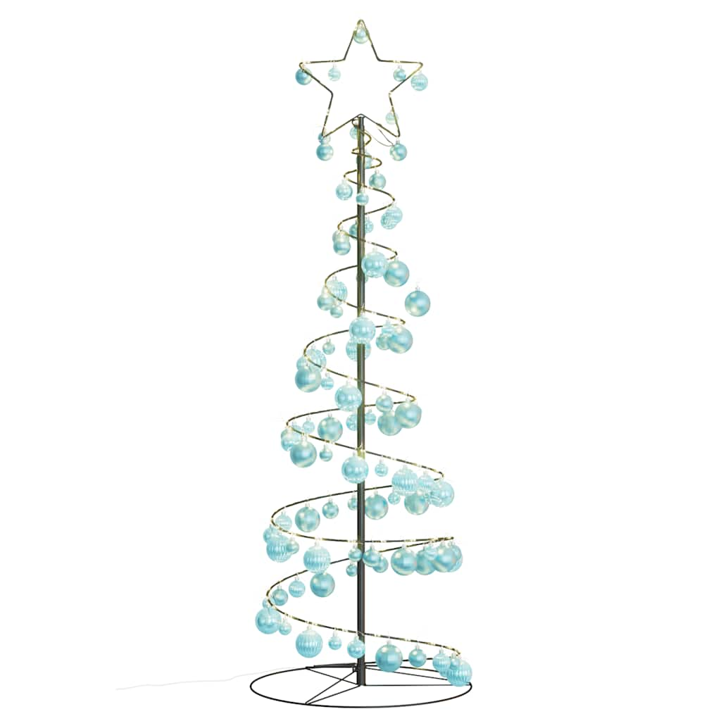 vidaXL Weihnachtsbaum Kegelform mit Kugeln 100 LEDs Warmweiß 150 cm