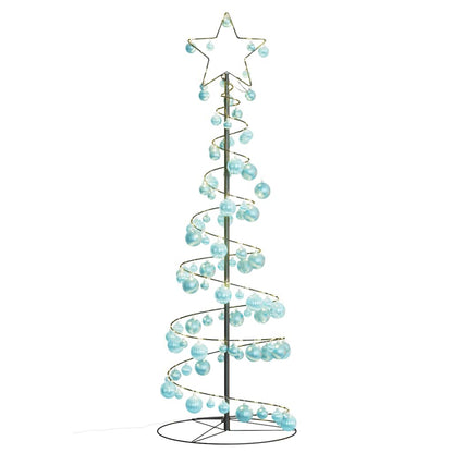 vidaXL Weihnachtsbaum Kegelform mit Kugeln 100 LEDs Warmweiß 150 cm