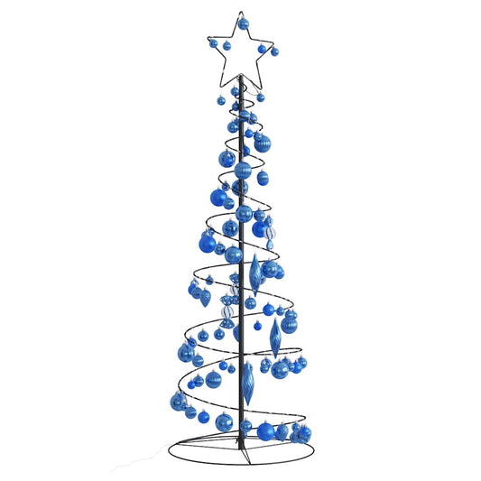 vidaXL Weihnachtsbaum Kegelform mit Kugeln 100 LEDs Warmweiß 150 cm