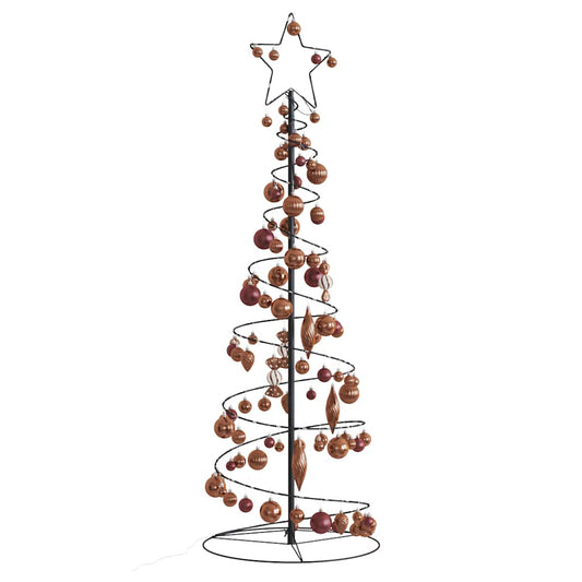 vidaXL Weihnachtsbaum Kegelform mit Kugeln 100 LEDs Warmweiß 150 cm